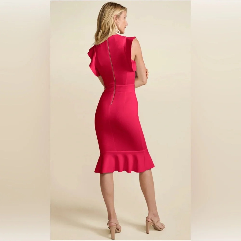 Red Ruffle Detail Dress - Picture 13 of 14